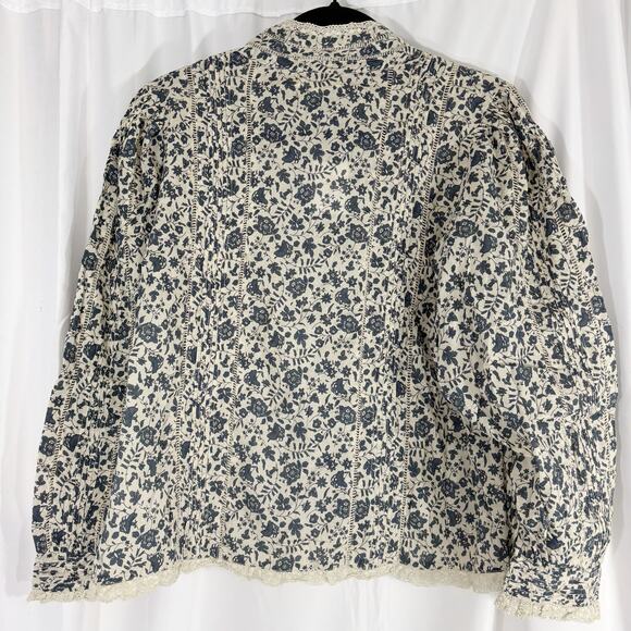 NWT AE77 American Eagle Vintage Floral Blouse High Neck Long Sleeve Cottagecore - Picture 2 of 5
